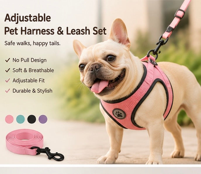 Adjustable Pet Harness & Leash Set
