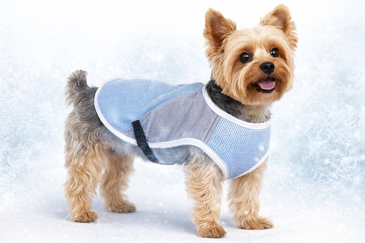 Flamingo Koeljas hond - cooling vest hond - koelvest hond - s - 30 cm - frozen blauw & grijs - verkoelend zomer vest voor honden met kliksluiting