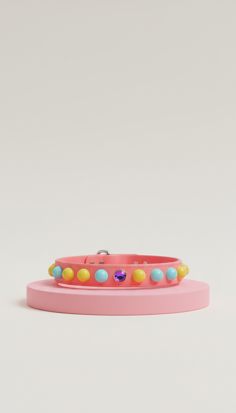 Bubblegum Pink Studded Dog Collar