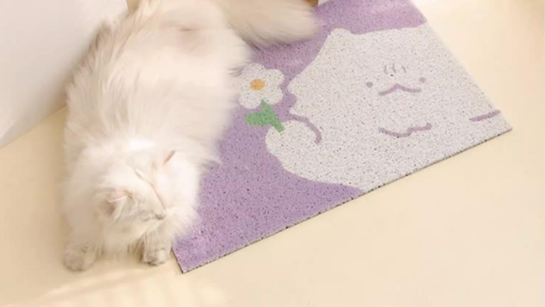 Floral PVC Coil Cat Litter Trapping Mat